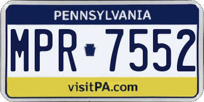 PA license plate MPR7552