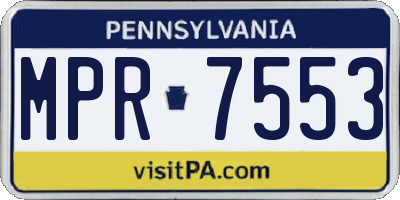PA license plate MPR7553