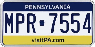 PA license plate MPR7554