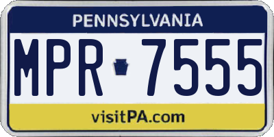 PA license plate MPR7555