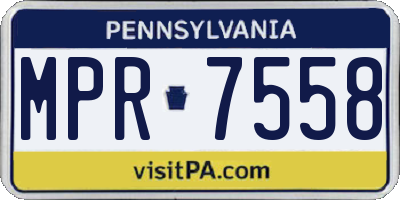 PA license plate MPR7558