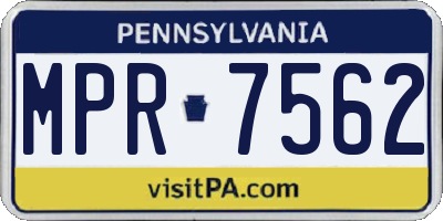 PA license plate MPR7562