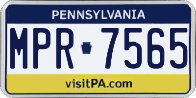 PA license plate MPR7565