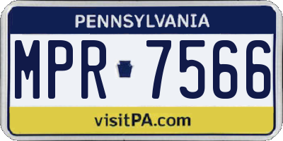 PA license plate MPR7566