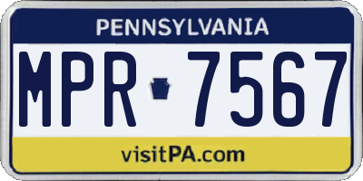 PA license plate MPR7567