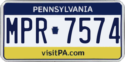 PA license plate MPR7574