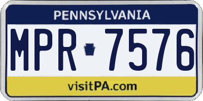 PA license plate MPR7576