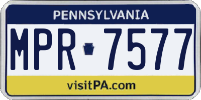 PA license plate MPR7577