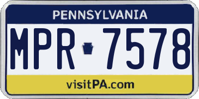 PA license plate MPR7578