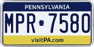 PA license plate MPR7580