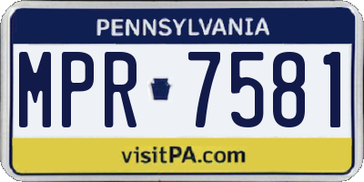 PA license plate MPR7581