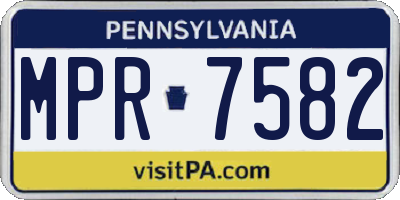 PA license plate MPR7582