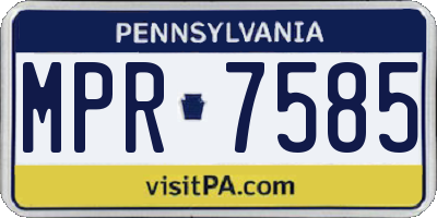 PA license plate MPR7585