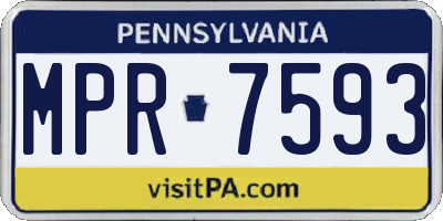PA license plate MPR7593
