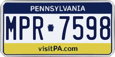 PA license plate MPR7598