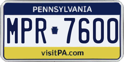 PA license plate MPR7600