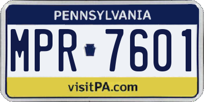 PA license plate MPR7601