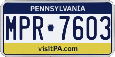 PA license plate MPR7603