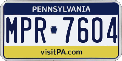 PA license plate MPR7604