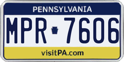 PA license plate MPR7606
