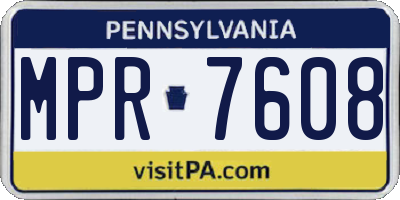 PA license plate MPR7608