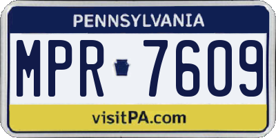 PA license plate MPR7609