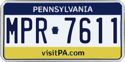 PA license plate MPR7611
