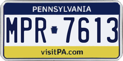 PA license plate MPR7613