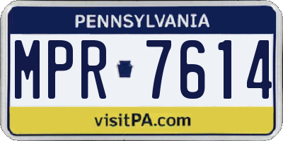 PA license plate MPR7614
