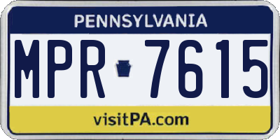 PA license plate MPR7615