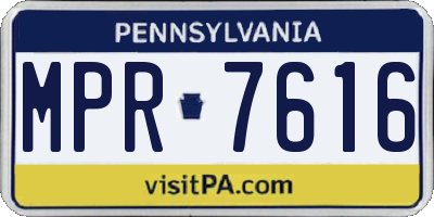 PA license plate MPR7616