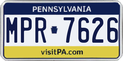 PA license plate MPR7626