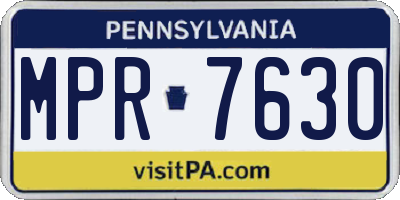 PA license plate MPR7630