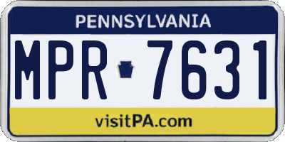 PA license plate MPR7631