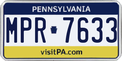 PA license plate MPR7633