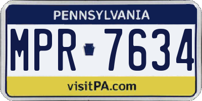 PA license plate MPR7634