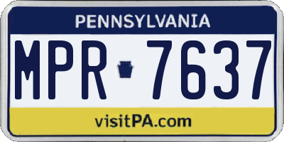 PA license plate MPR7637