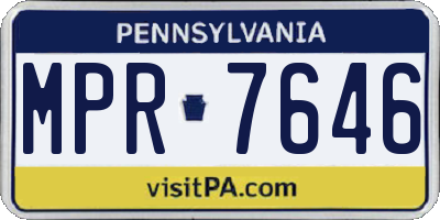 PA license plate MPR7646