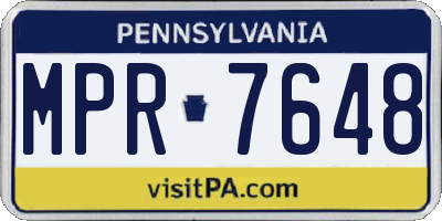 PA license plate MPR7648
