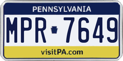 PA license plate MPR7649