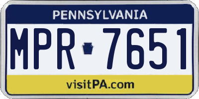 PA license plate MPR7651