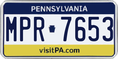 PA license plate MPR7653