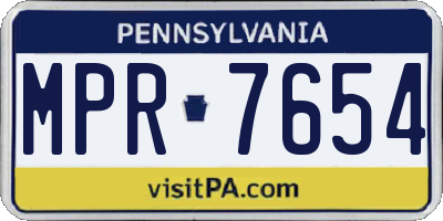 PA license plate MPR7654