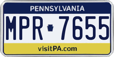 PA license plate MPR7655