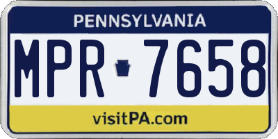 PA license plate MPR7658