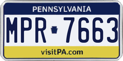 PA license plate MPR7663