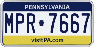 PA license plate MPR7667