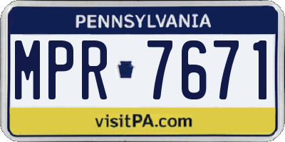PA license plate MPR7671