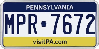 PA license plate MPR7672