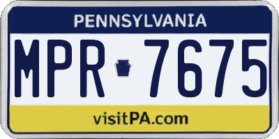 PA license plate MPR7675